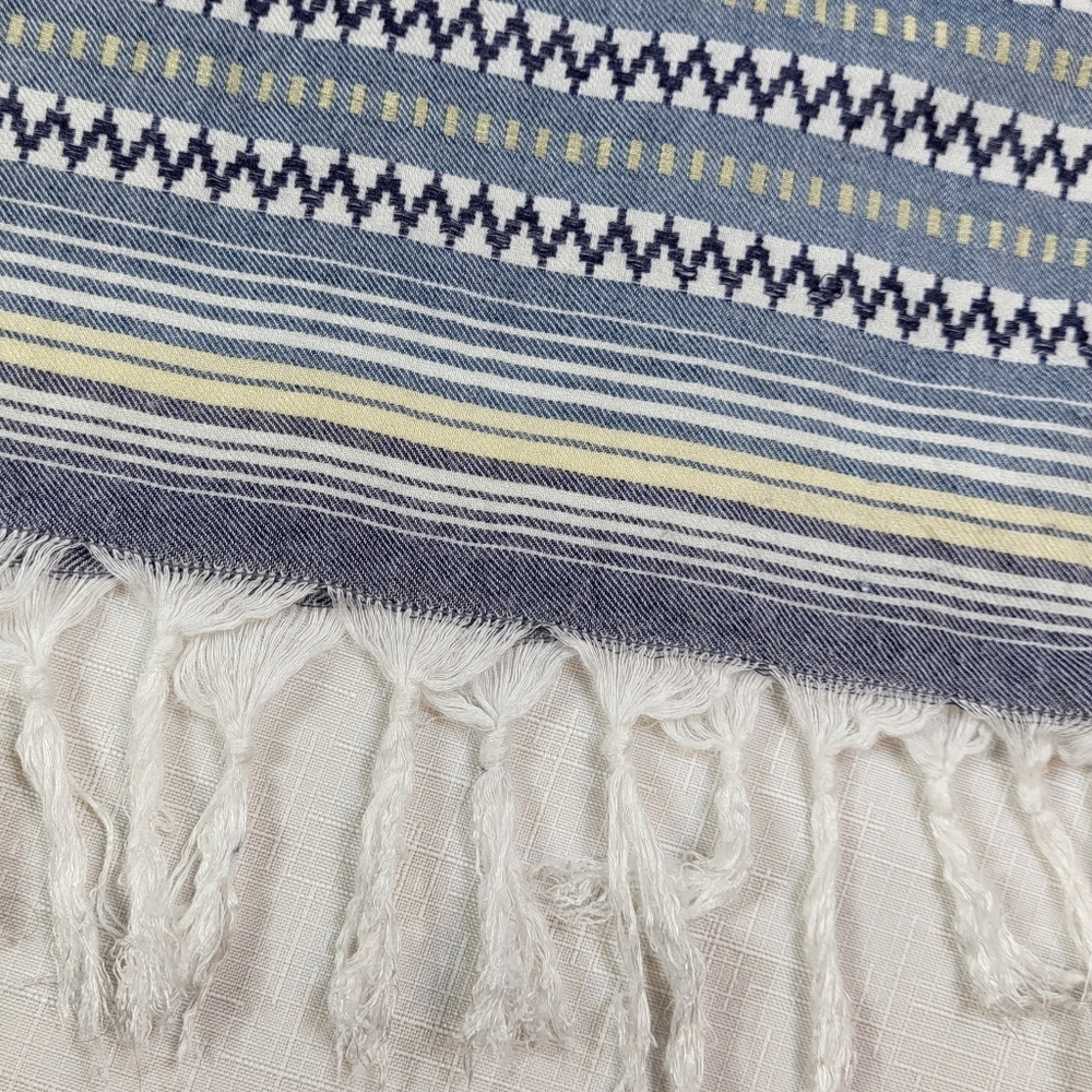 Dylan Sleeveless TOP Blue White Stripe Tunic Womens Size Medium M Fringe Tassels - Picture 12 of 14